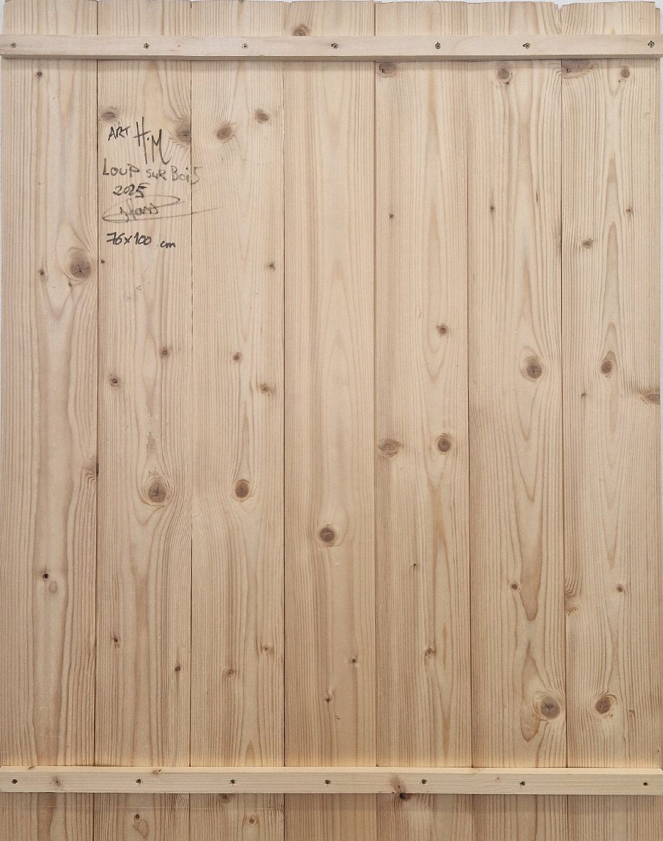 Tableau de ART HM a pour titre  Loup sur Bois style figuratif, graphique dim : ART HMprix:1000