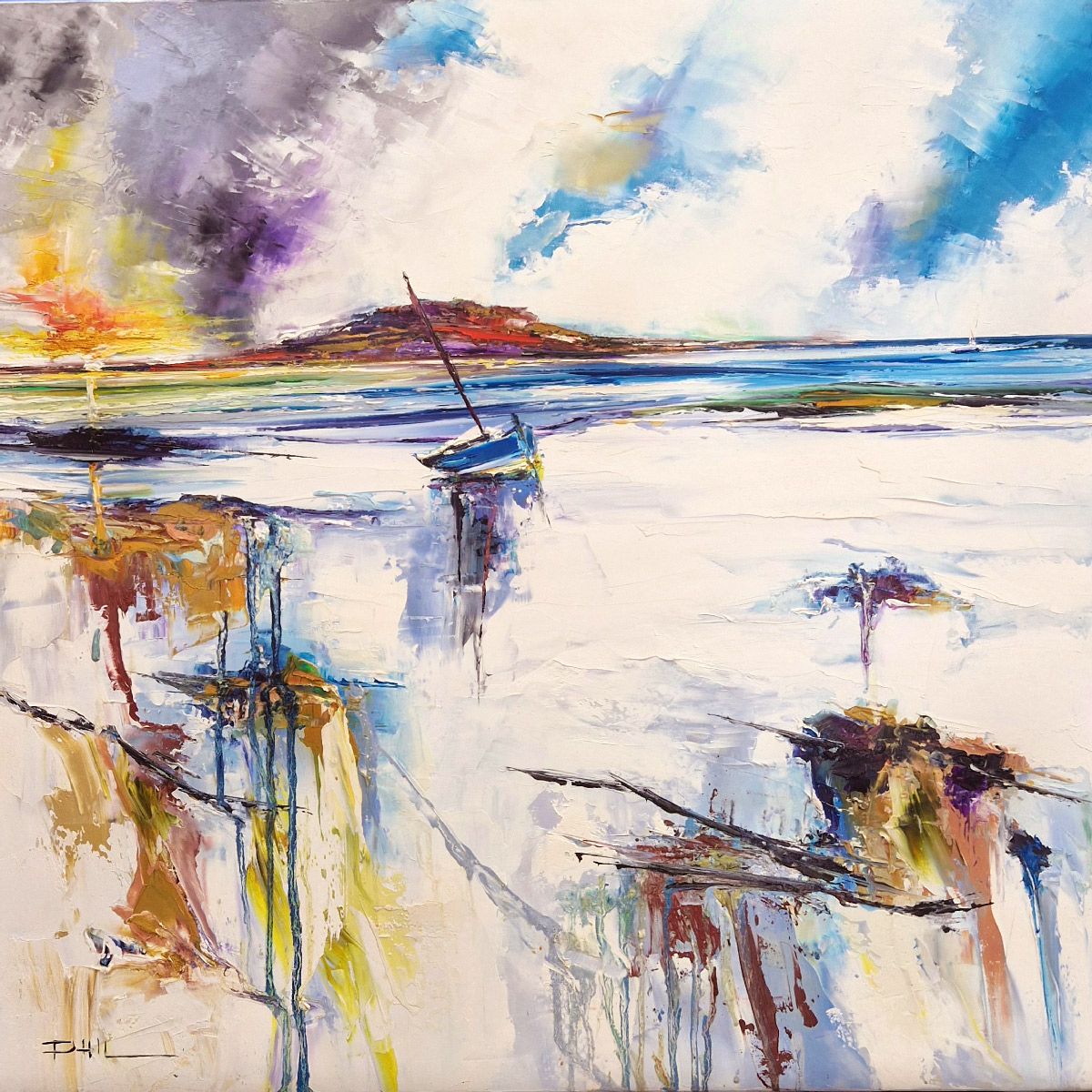 Tableau de PHIL a pour titre  La mer style abstrait dim : PHILprix:700