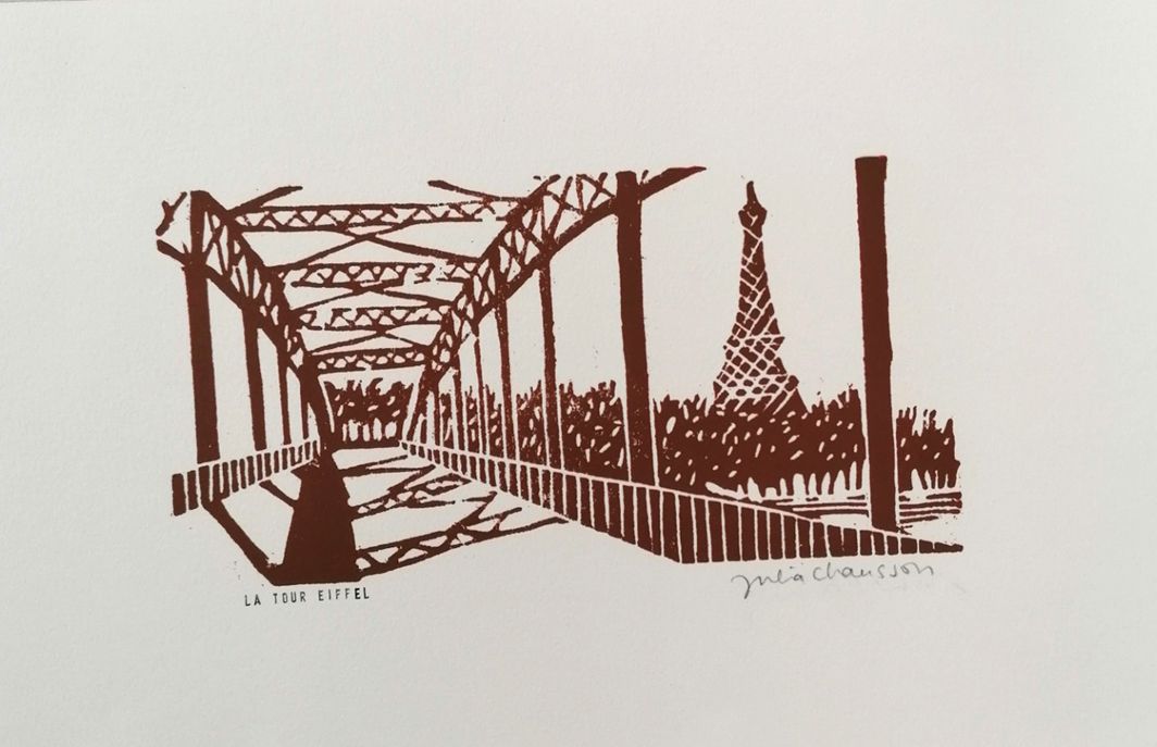 Dessin de JULIA CHAUSSON a pour titre  LA TOUR EIFFEL MARRON style figuratif dim : JULIA CHAUSSONprix:65