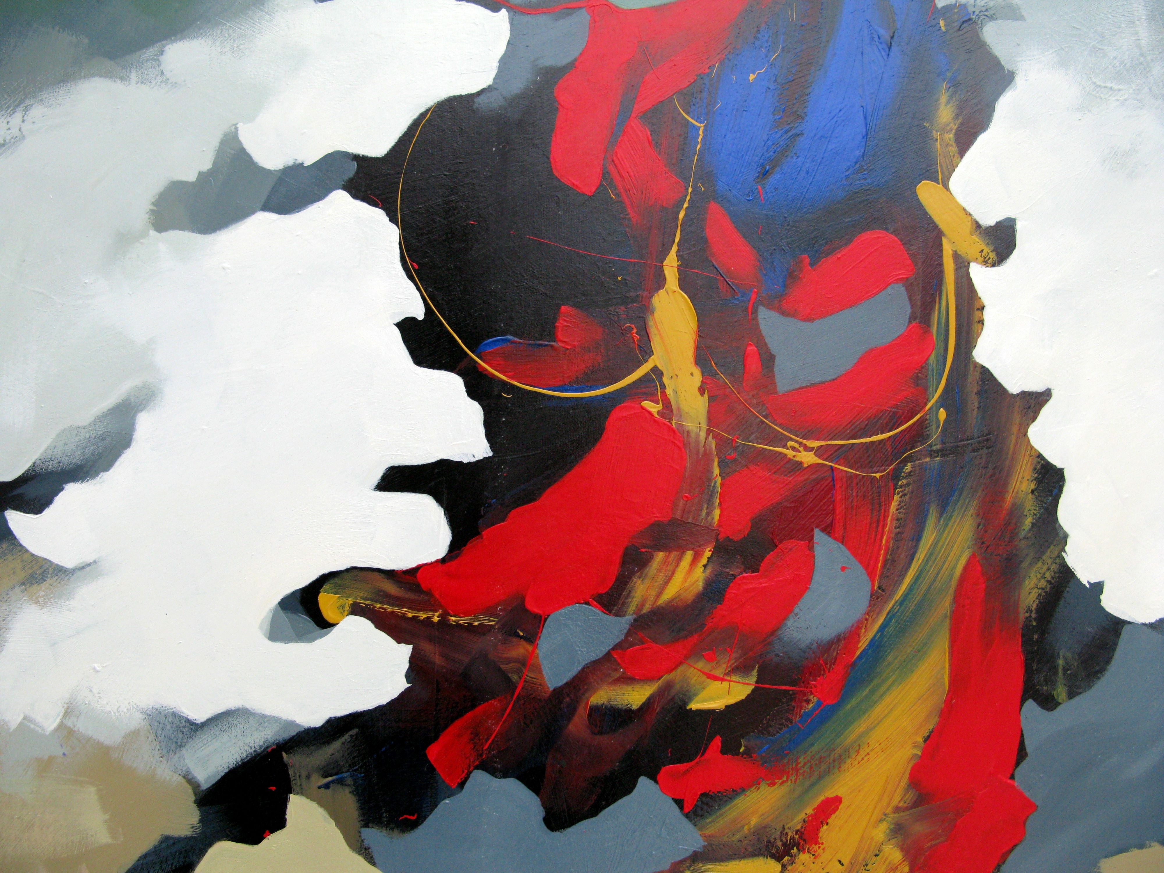 Tableau de BRUNEAU a pour titre  Le chapeau rouge de crétakano style abstrait dim : BRUNEAUprix:850