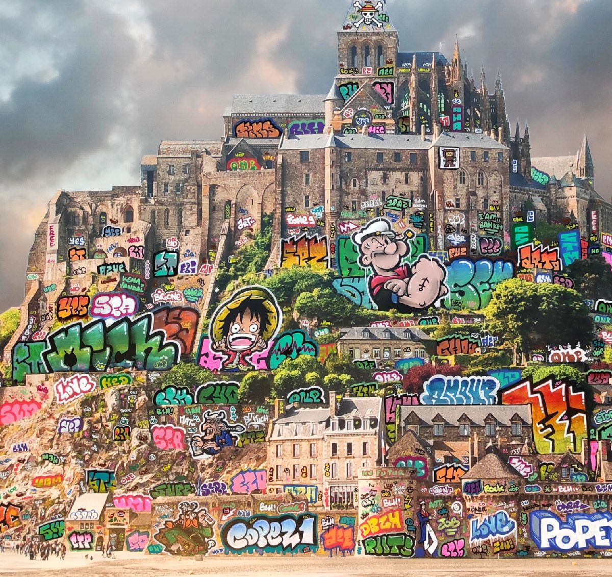 Editions d'art de BLACH a pour titre  Les pirates du Mont St Michel style street art dim : BLACHprix:100