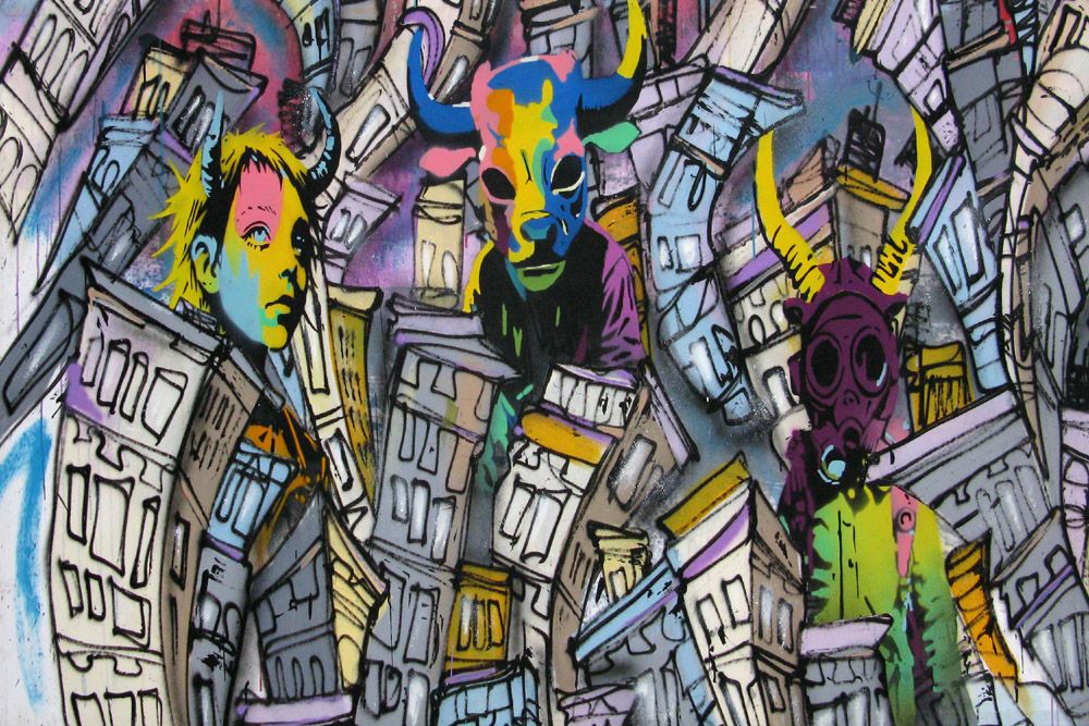 Tableau de Craig & Emer a pour titre  Les cornus style street pop art dim : Craig & Emerprix:1200