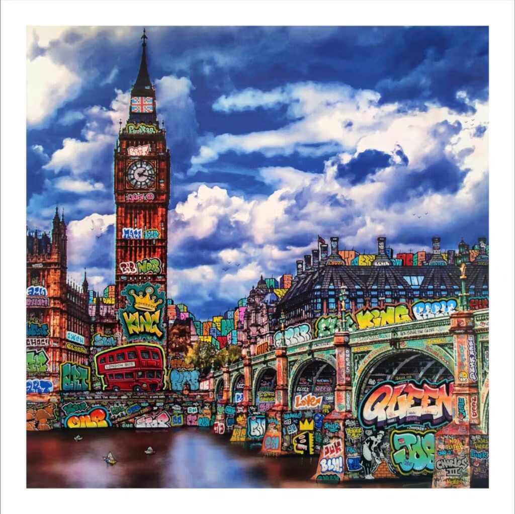 Editions d'art de BLACH a pour titre  London Basquiat Banksy and the Royal Family style graffiti, street art dim : BLACHprix:120