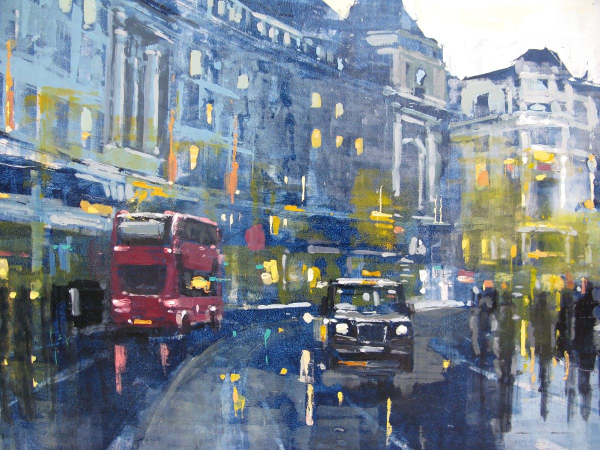Tableau de ADRIEN FAVEAU a pour titre  London, Regent Street style figuratif, graphique dim : ADRIEN FAVEAUprix:2500