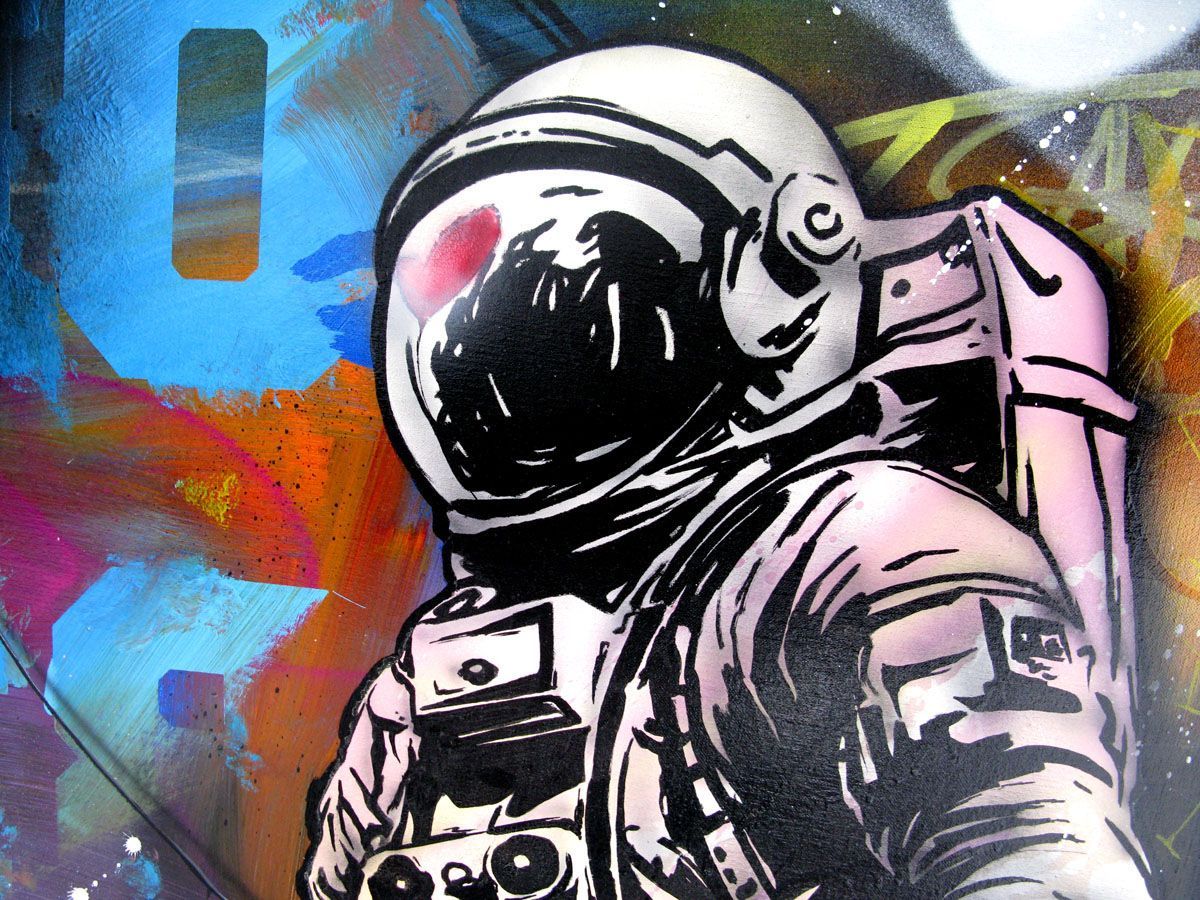Tableau de JUG a pour titre  LOVE SPACE style street pop art, street art dim : JUGprix:900