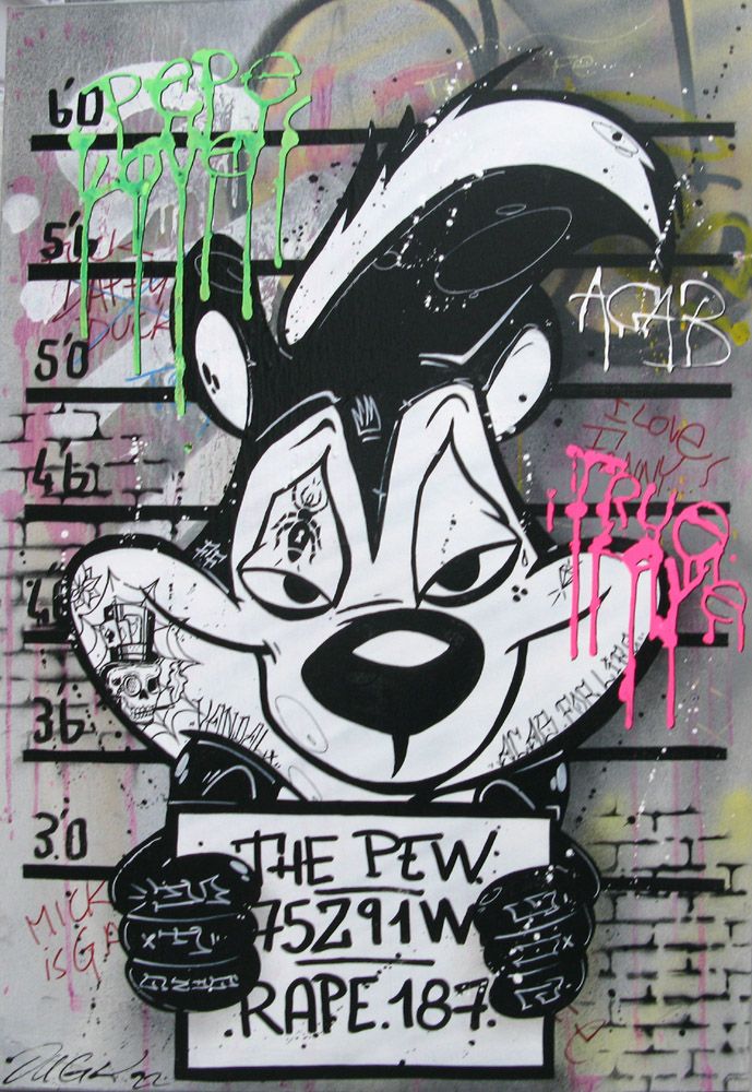 Tableau de JUG a pour titre  love and jail style street pop art dim : JUGprix:700