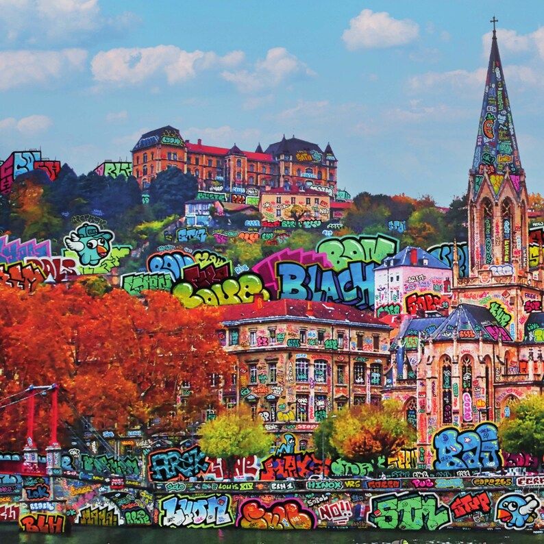 Editions d'art de BLACH a pour titre  LYON GUIGNOL style street art dim : BLACHprix:100