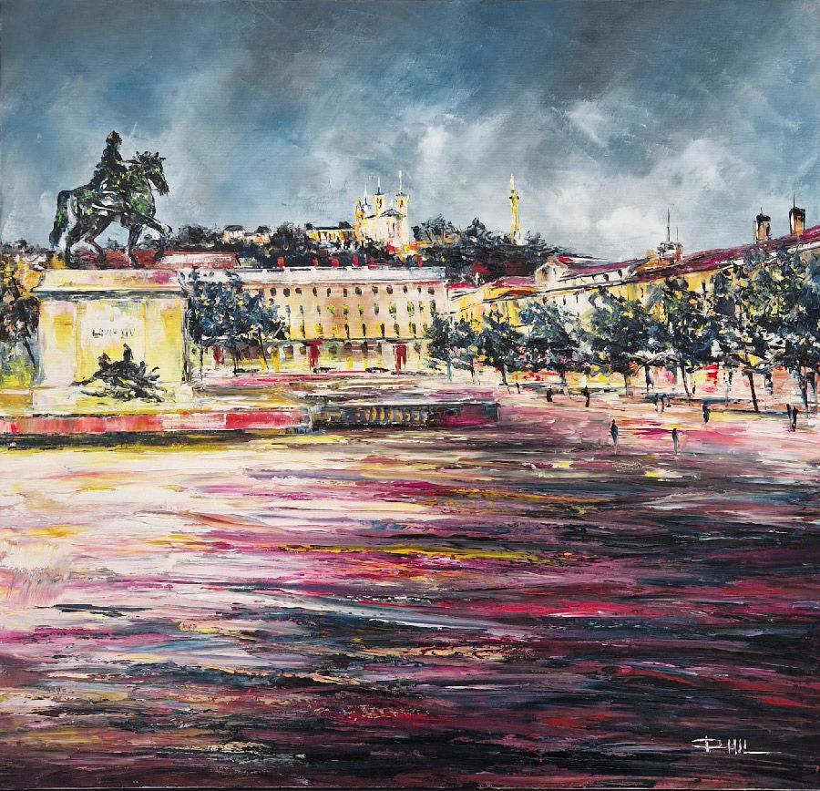 Tableau de PHIL a pour titre  Lyon - Louis XIV style figuratif dim : PHILprix:350