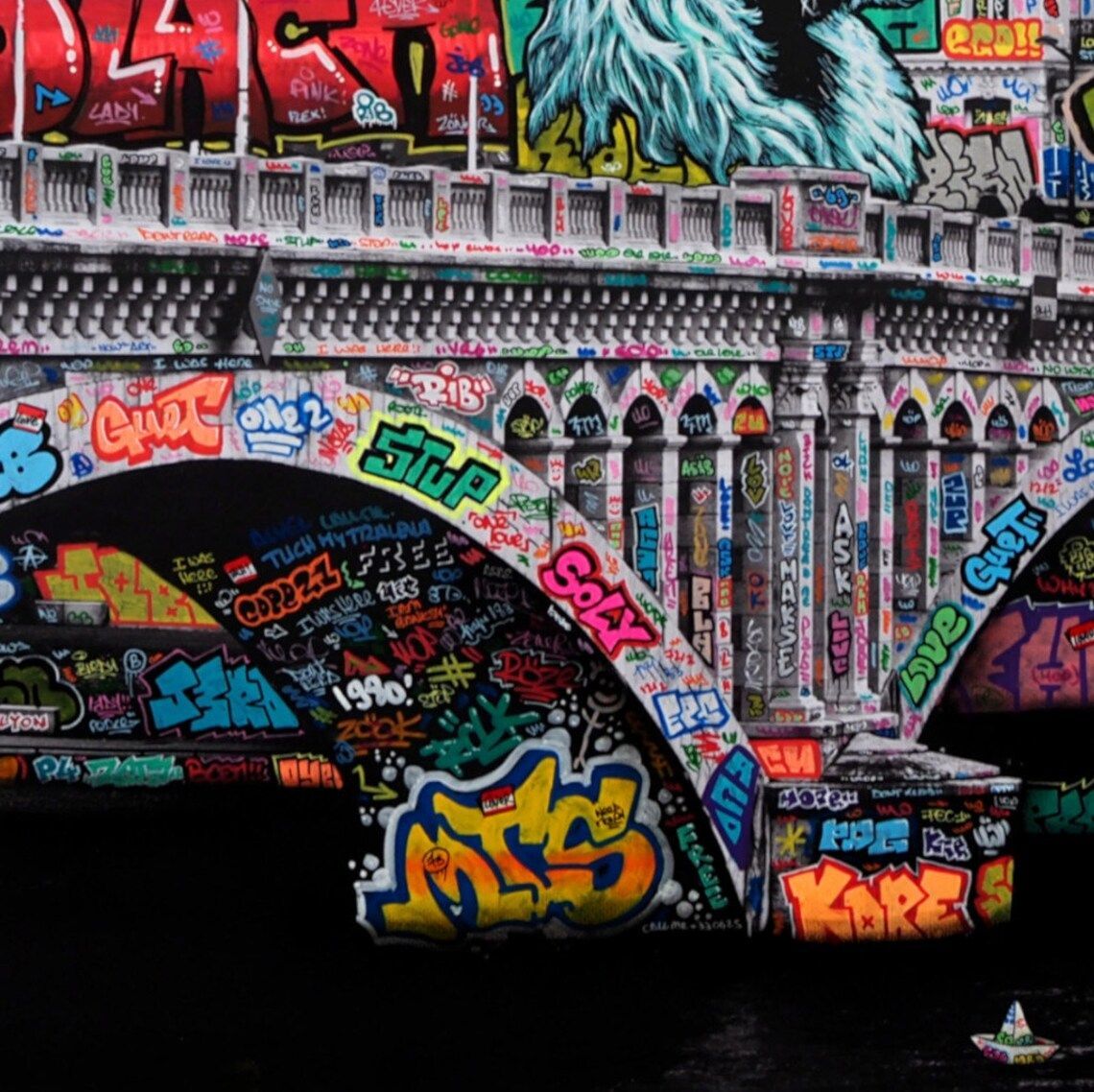 Editions d'art de BLACH a pour titre  VIC  Lyon Noir & Blanc style graffiti, street art dim : BLACHprix:120