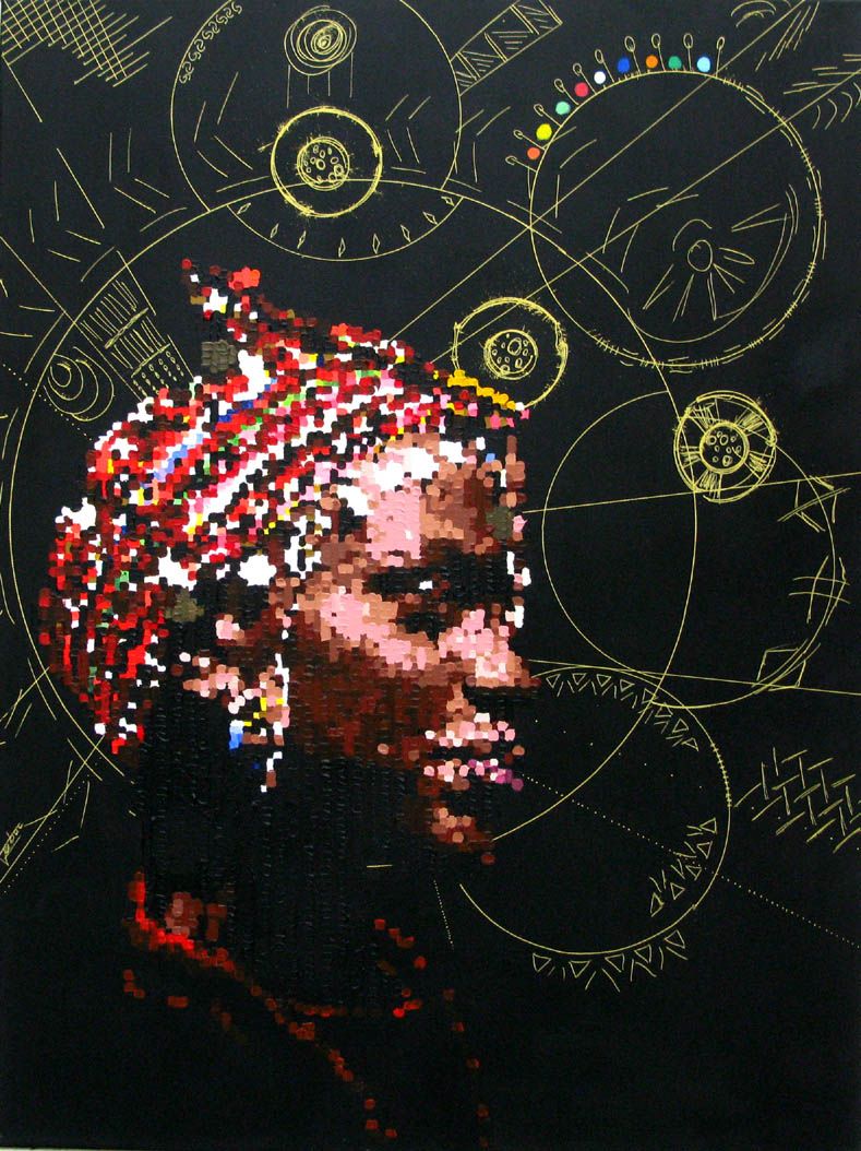 Tableau de NICOLAS JESBAC a pour titre  MASSAI style figuratif, graphique dim : NICOLAS JESBACprix:950