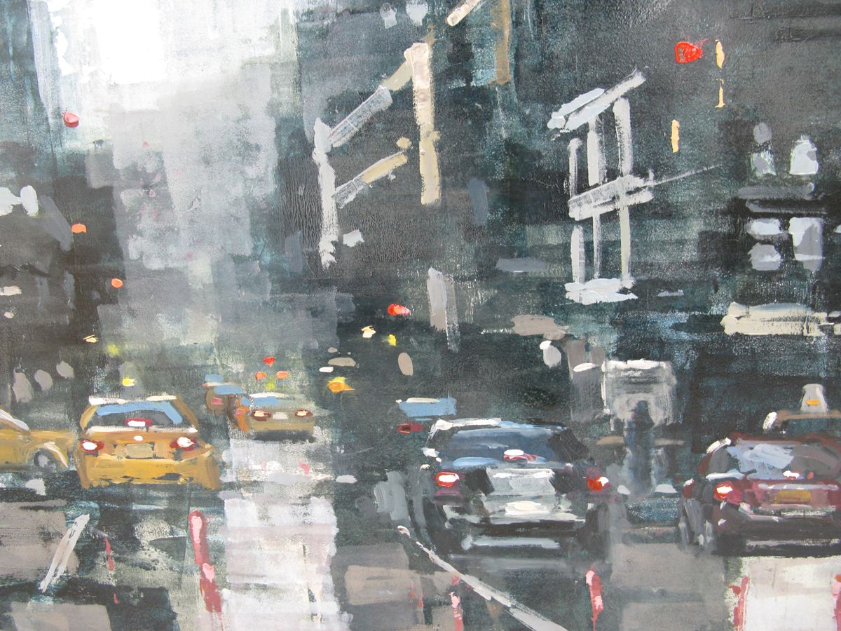 Tableau de ADRIEN FAVEAU a pour titre  Manhattan Evening Storm style figuratif, graphique dim : ADRIEN FAVEAUprix:2500