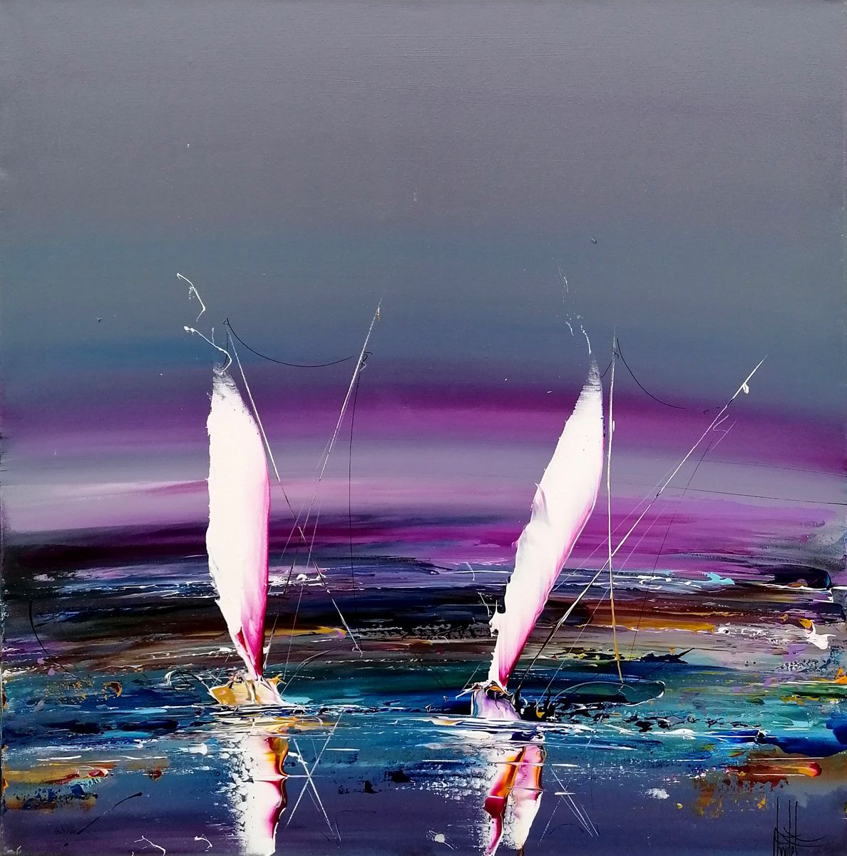 Tableau de F. BOUTET a pour titre  MARINE ABSTRAITE 2019-189 style abstrait dim : F. BOUTETprix:650