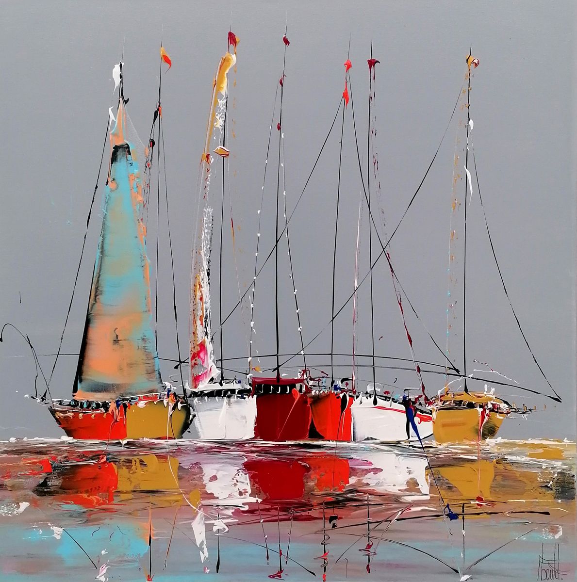 Tableau de F. BOUTET a pour titre  MARINE ABSTRAITE 2025-104 style abstrait dim : F. BOUTETprix:650