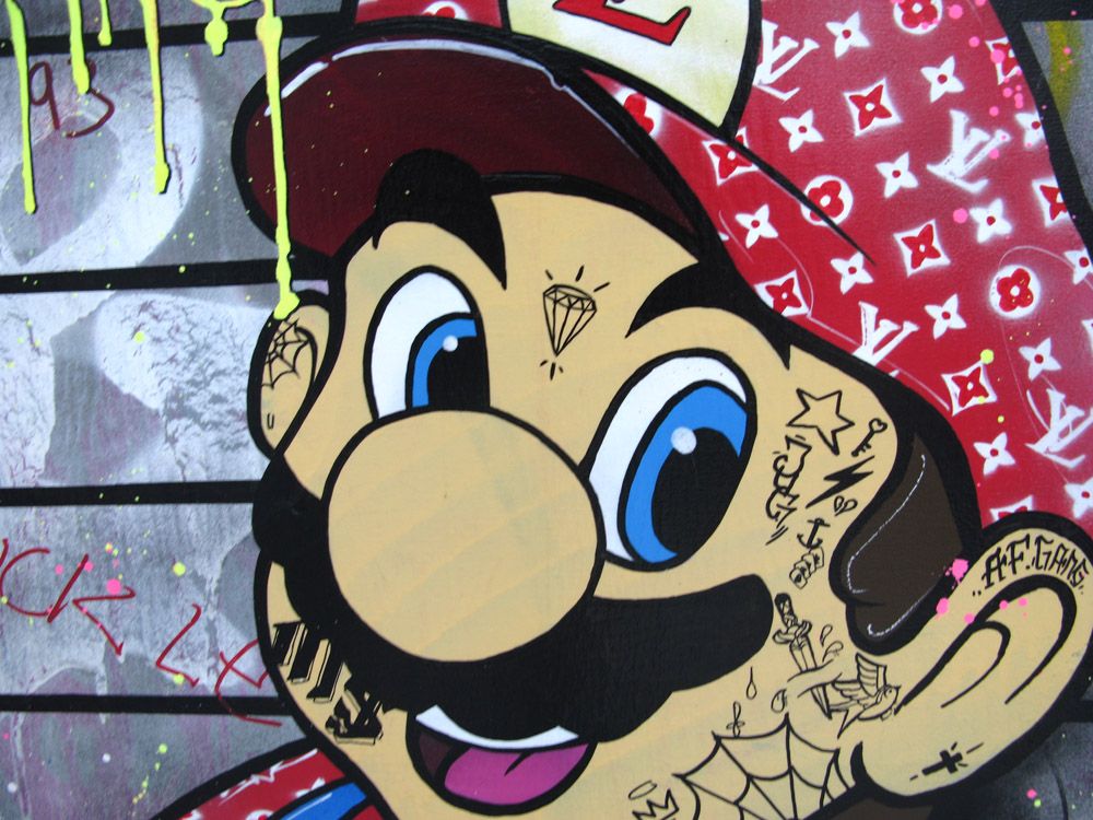 Tableau de JUG a pour titre  MARIO & LUIGITON style street pop art dim : JUGprix:700