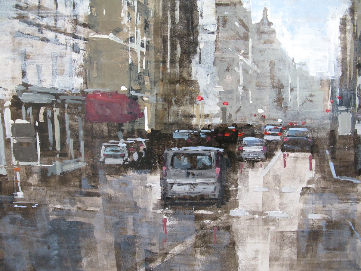 Tableau de ADRIEN FAVEAU a pour titre  Matinée Parisienne style figuratif, graphique dim : ADRIEN FAVEAUprix:2500