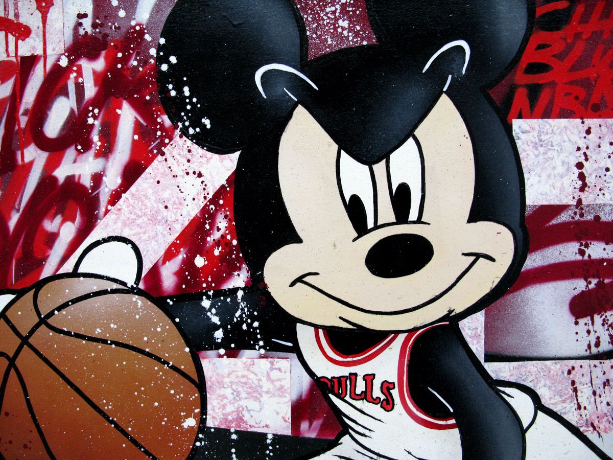 Tableau de JUG a pour titre  MICKEY BULLS style street pop art dim : JUGprix:1500