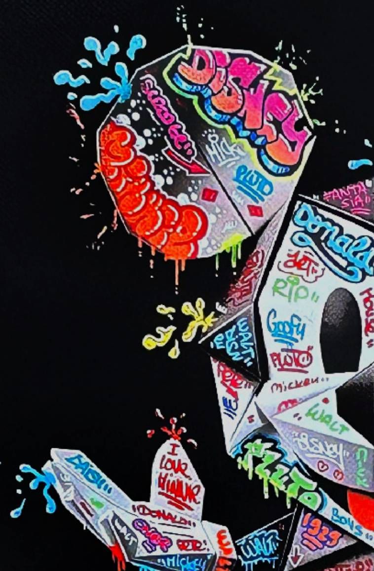 Editions d'art de BLACH a pour titre  Mickey Origami style graffiti, street art dim : BLACHprix:90