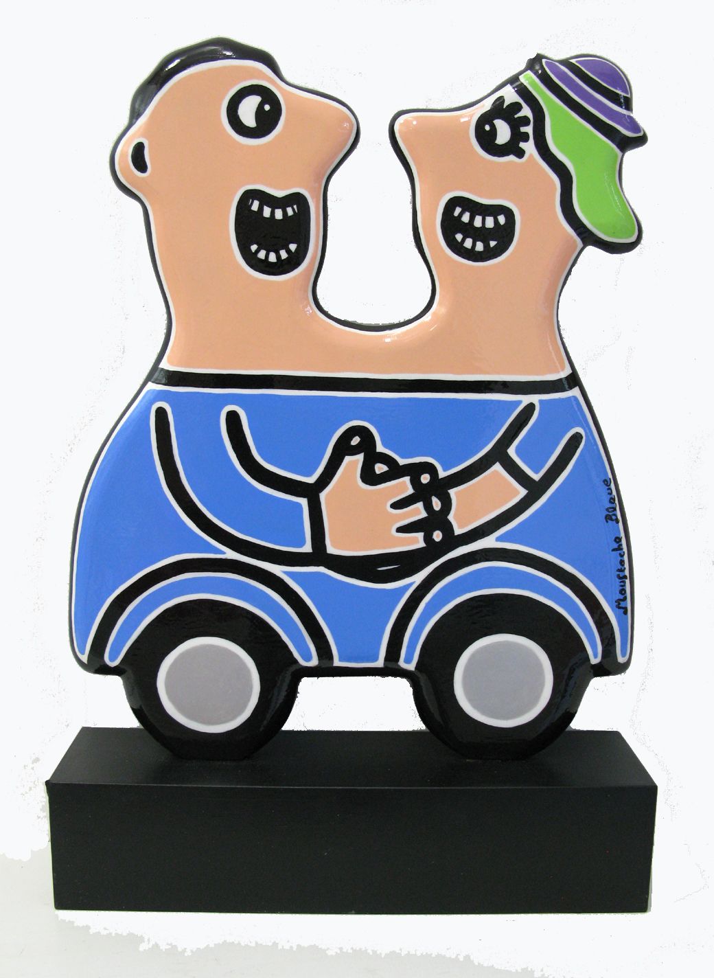 Sculpture de MOUSTACHE BLEUE a pour titre  Promenade amoureuse style figuratif dim : MOUSTACHE BLEUEprix:900