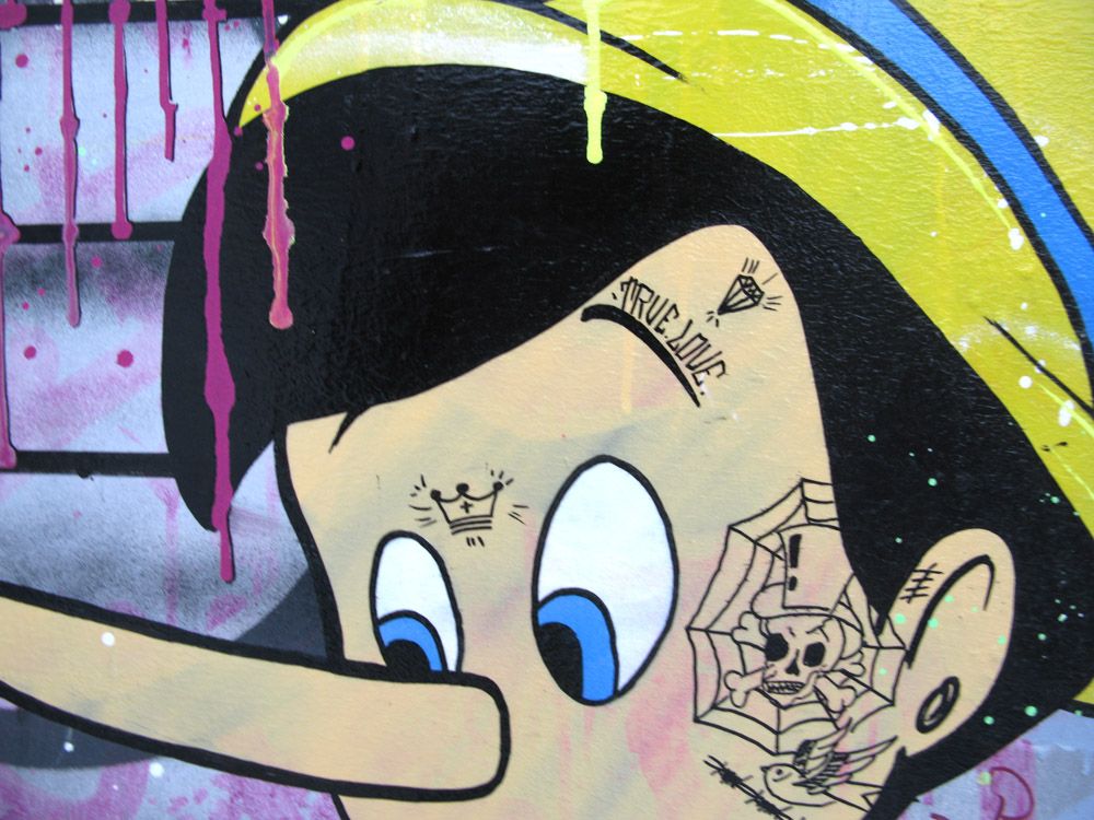 Tableau de JUG a pour titre  MYTHOCCHIO style street pop art dim : JUGprix:700