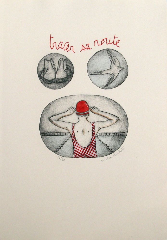 Editions d'art de NAVIEILLEVILLE a pour titre  tracer sa route style figuratif, graphique dim : NAVIEILLEVILLEprix:42