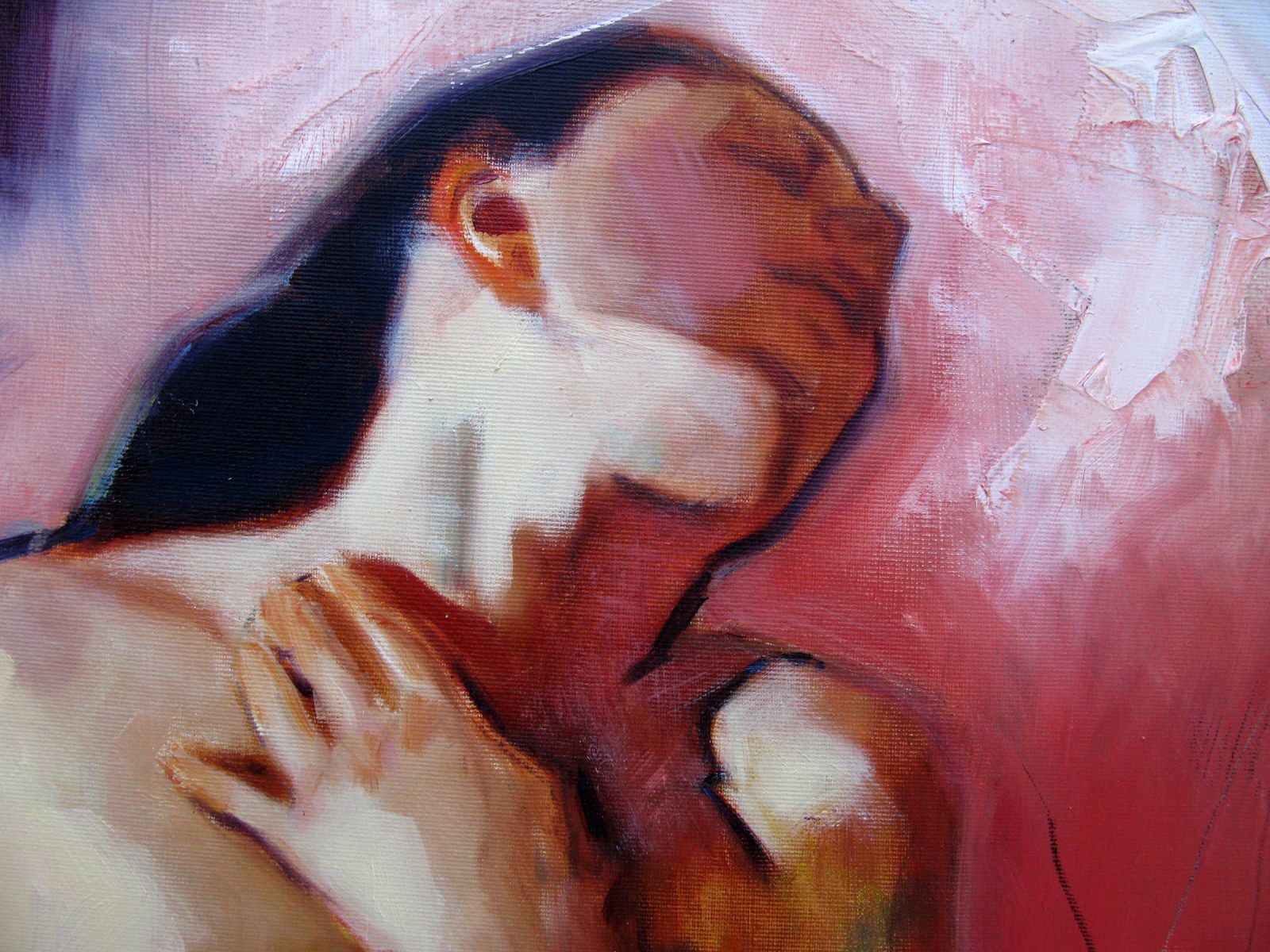 Tableau de NAWEL AUBERT a pour titre  L'ETREINTE style figuratif dim : NAWEL AUBERTprix:1400
