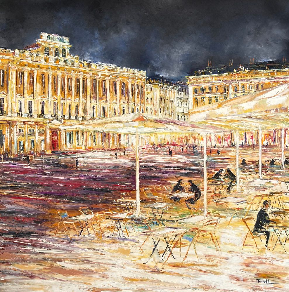 Tableau de PHIL a pour titre  Nitescente Place des Terreaux, Lyon style figuratif dim : PHILprix:700