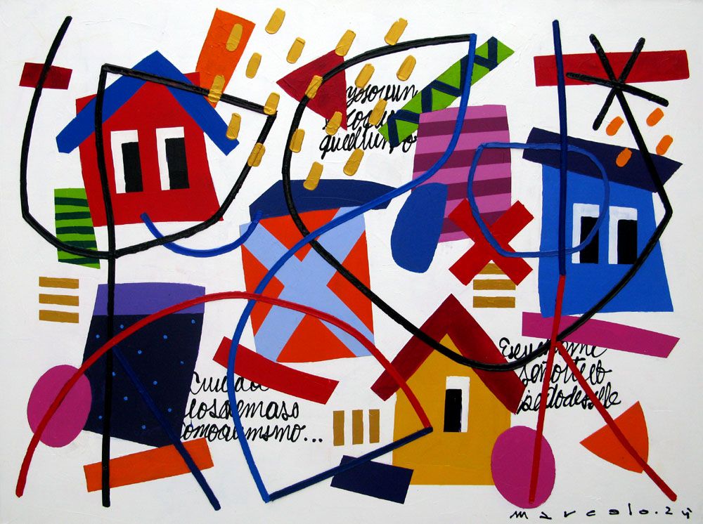 Tableau de MARCELLO CID SAINT JEAN a pour titre  Noche Llena style abstrait dim : MARCELLO CID SAINT JEANprix:950