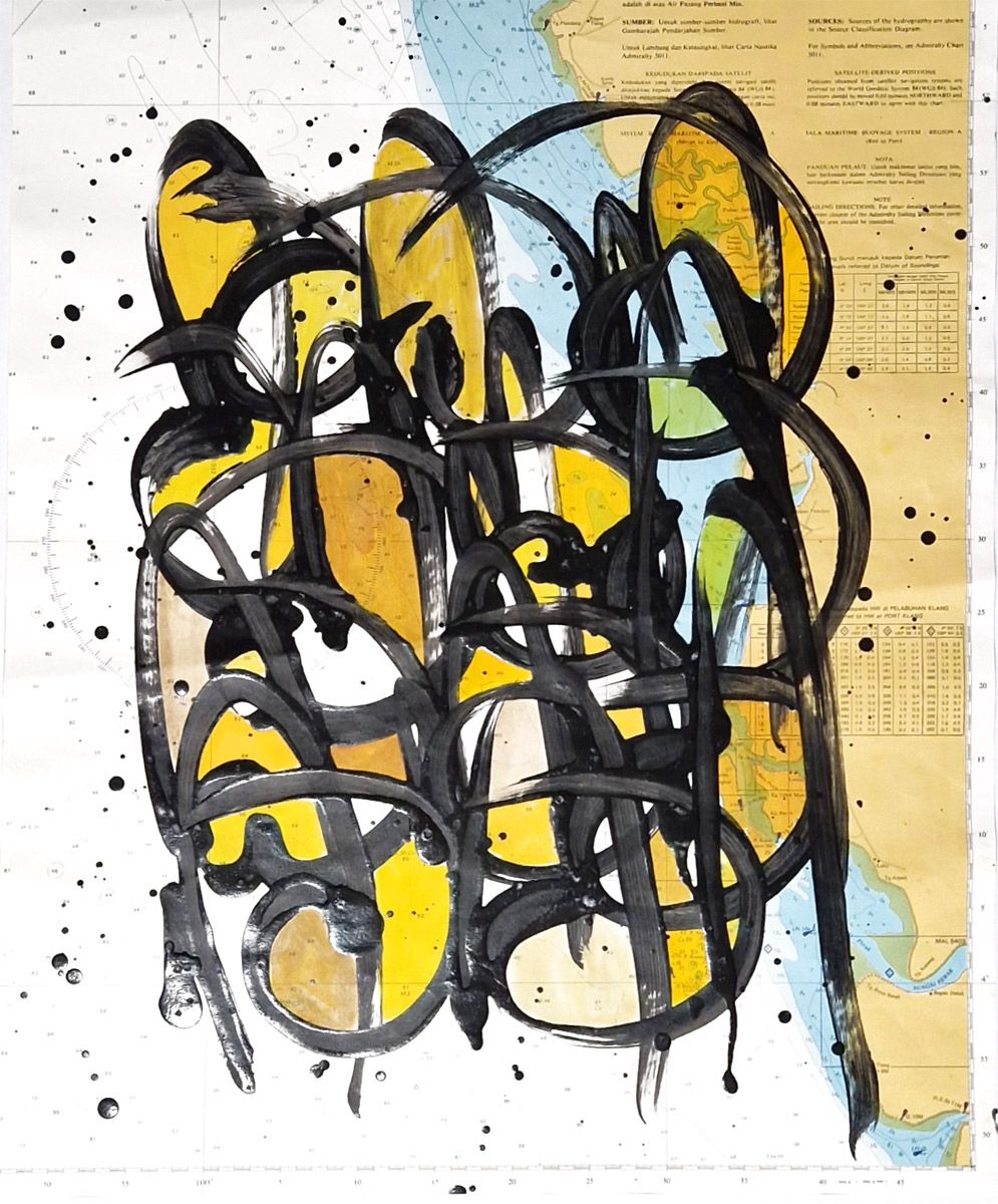 Dessin de STEPHANE RIME a pour titre  Noname Carte Marine B28 style abstrait dim : STEPHANE RIMEprix:100