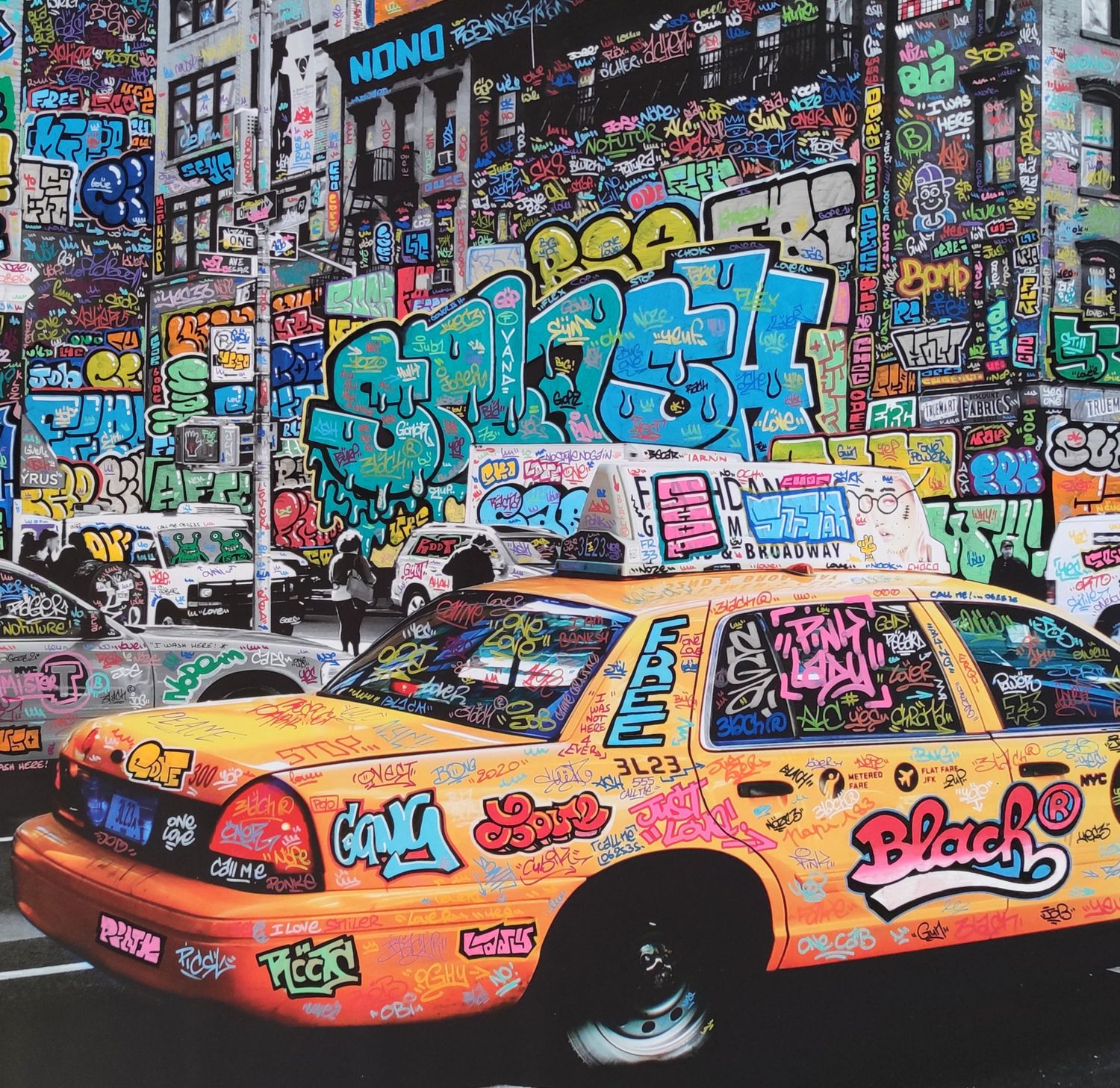 Editions d'art de BLACH a pour titre  New-York Taxi Bart style street art dim : BLACHprix:100
