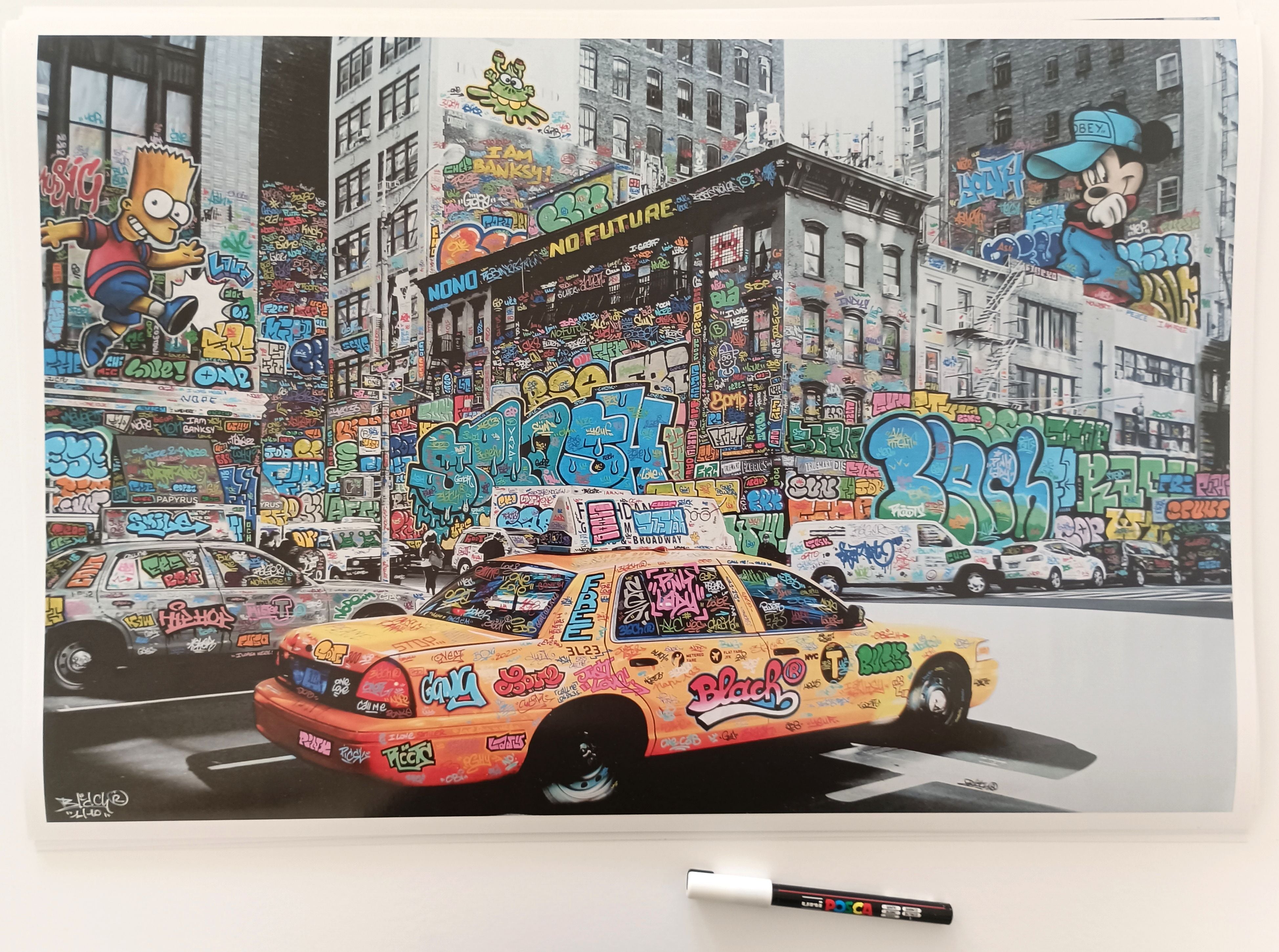 Editions d'art de BLACH a pour titre  New-York Taxi Bart style street art dim : BLACHprix:100
