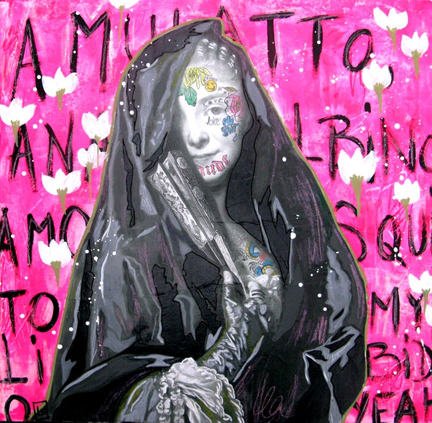 Tableau de LN LE PAPE a pour titre  Oh shit ! style street pop art dim : LN LE PAPEprix:250