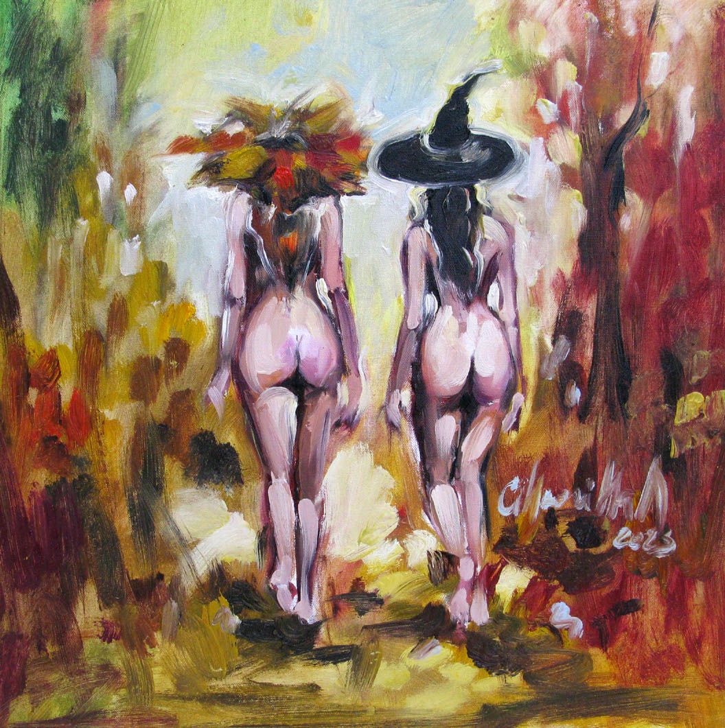 Tableau de OLENA SINIUHINA a pour titre  Feu de joie style figuratif dim : OLENA SINIUHINAprix:290