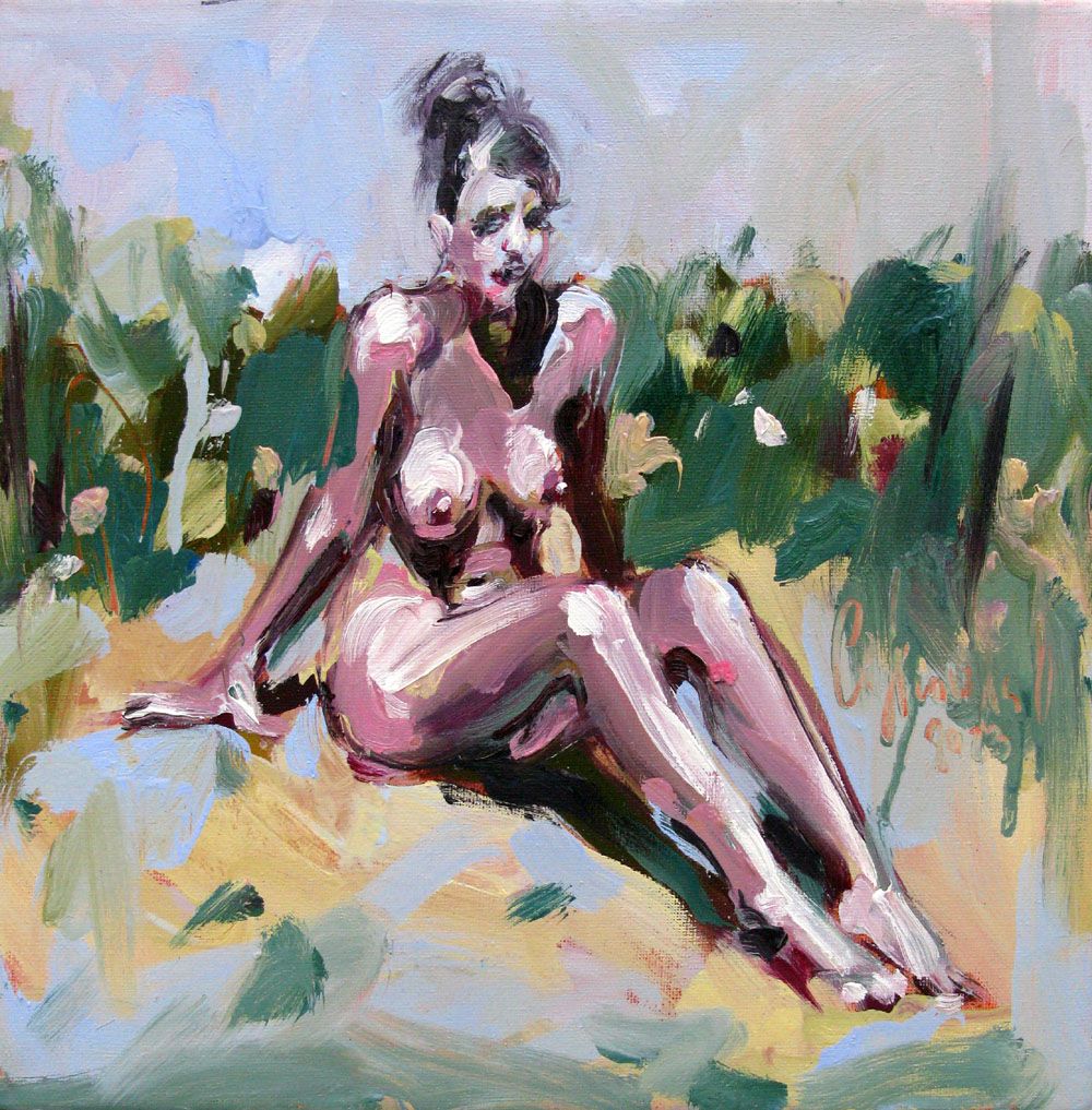 Tableau de OLENA SINIUHINA a pour titre  La plage style figuratif dim : OLENA SINIUHINAprix:160