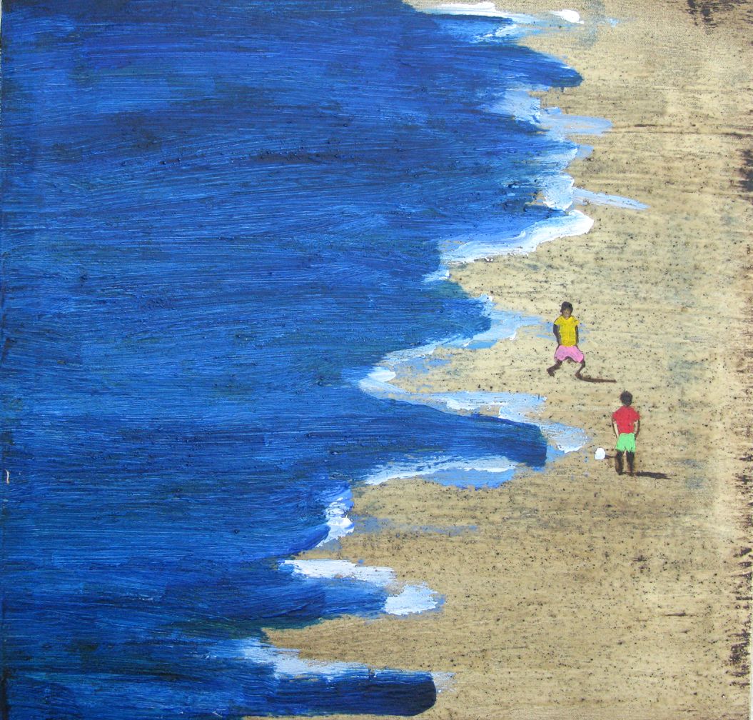 Tableau de MARCOS ZRIHEN NOWOTNY a pour titre  On the beach - Barcelona 2025 style figuratif dim : MARCOS ZRIHEN NOWOTNYprix:250