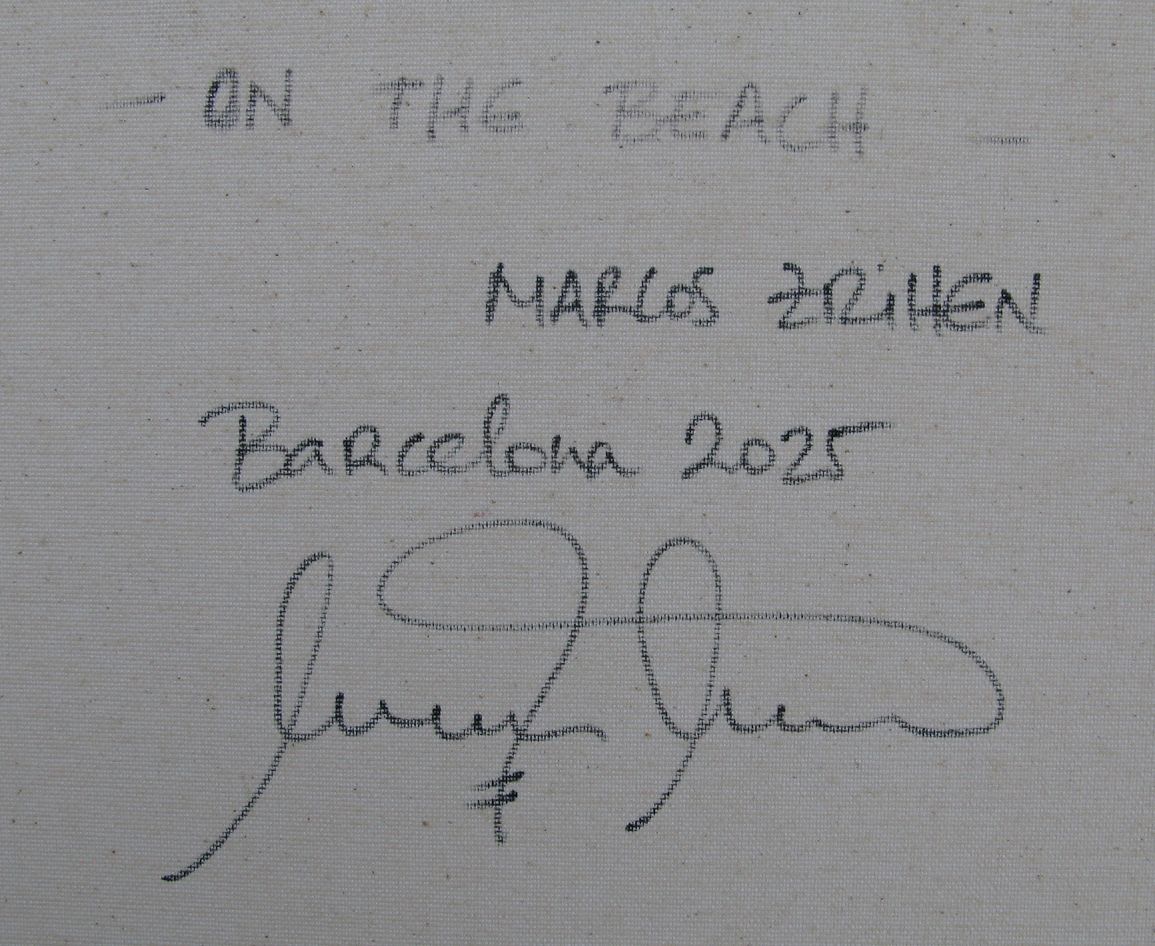 Tableau de MARCOS ZRIHEN NOWOTNY a pour titre  On the beach - Barcelona 2025 style figuratif dim : MARCOS ZRIHEN NOWOTNYprix:250