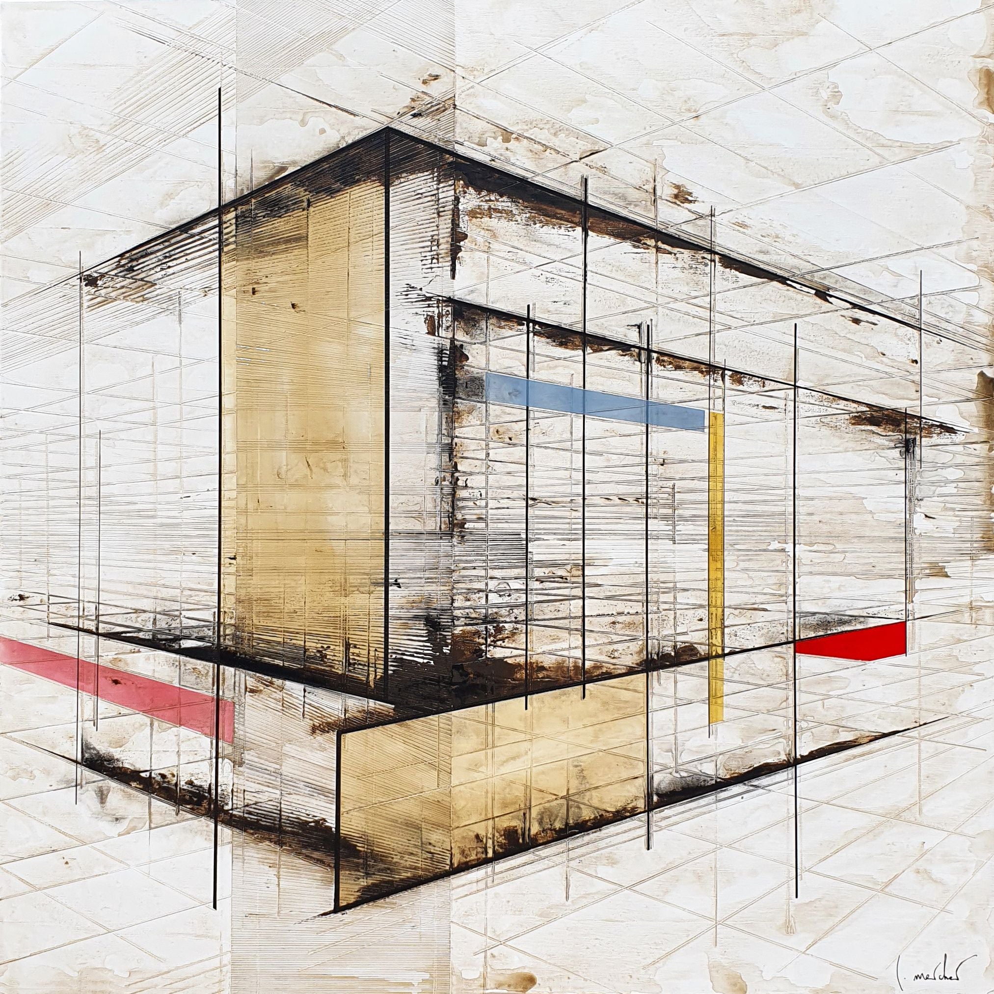 Tableau de LUDOVIC MERCHER a pour titre  Plans style abstrait dim : LUDOVIC MERCHERprix:1000