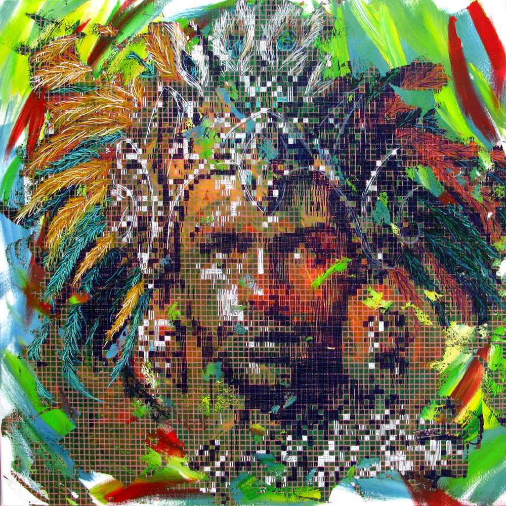 Tableau de NICOLAS JESBAC a pour titre  REAPPROPRIATION HUMAINE -SAMBA#2 style figuratif, graphique dim : NICOLAS JESBACprix:1100