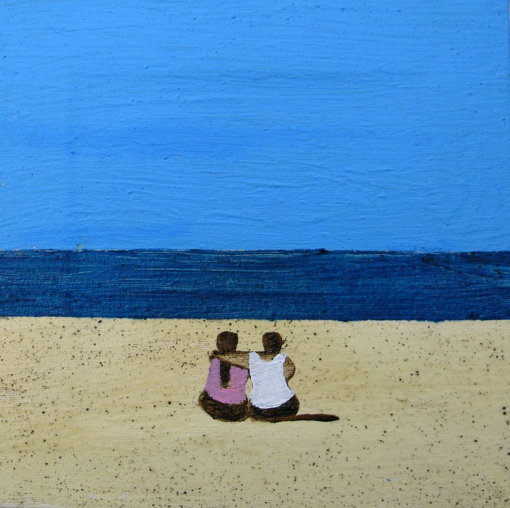 Tableau de MARCOS ZRIHEN NOWOTNY a pour titre  Pareja Playa - Barcelona 2023 style figuratif dim : MARCOS ZRIHEN NOWOTNYprix:80