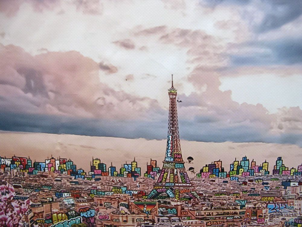 Tableau de BLACH a pour titre  Paris 3024 XL style graffiti, street art dim : BLACHprix:160
