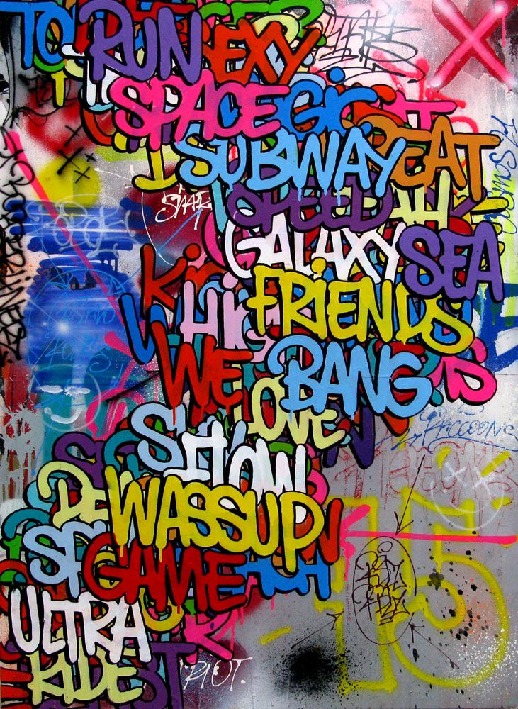 Tableau de EL GATO S. a pour titre  Paris invasion style graffiti, street art dim : EL GATO S.prix:1200