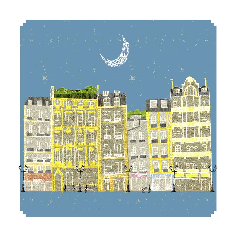 Editions d'art de JULIE ZEITLINE a pour titre  Paris  La Nuit style figuratif, graphique dim : JULIE ZEITLINEprix:30