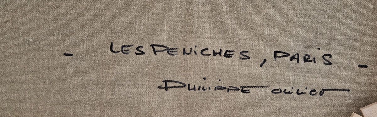 Tableau de PHIL a pour titre  Les Péniches, Paris style figuratif dim : PHILprix:350