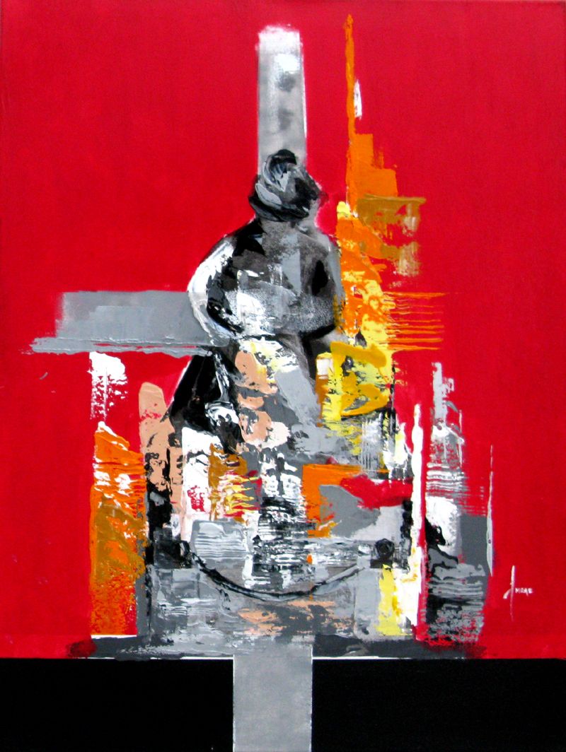 Tableau de FARID AMRAR a pour titre  Le Repenti style abstrait dim : FARID AMRARprix:380