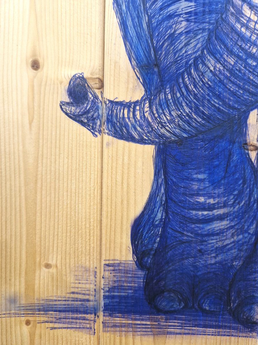 Tableau de ART HM a pour titre  Eléphant style figuratif, graphique dim : ART HMprix:550