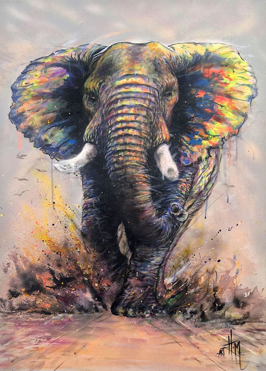 Tableau de ART HM a pour titre  Eléphant style street art dim : ART HMprix:950