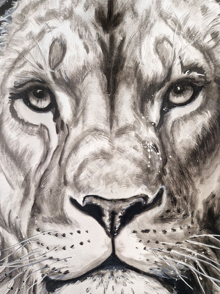 Tableau de ART HM a pour titre  Lion Blanc style street art dim : ART HMprix:1000