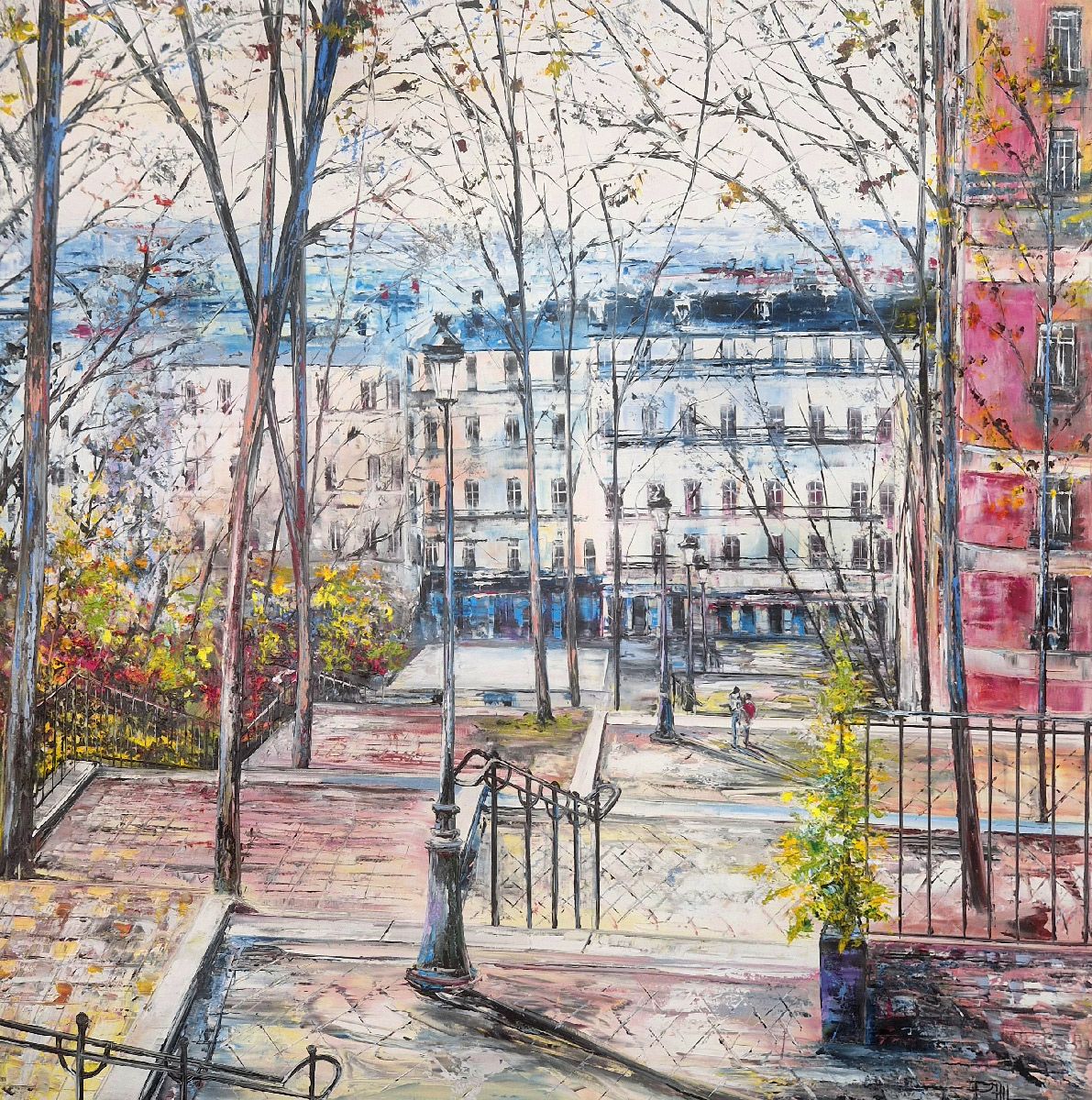 Tableau de PHIL a pour titre  Escalier de Montmartre, Paris style figuratif dim : PHILprix:850