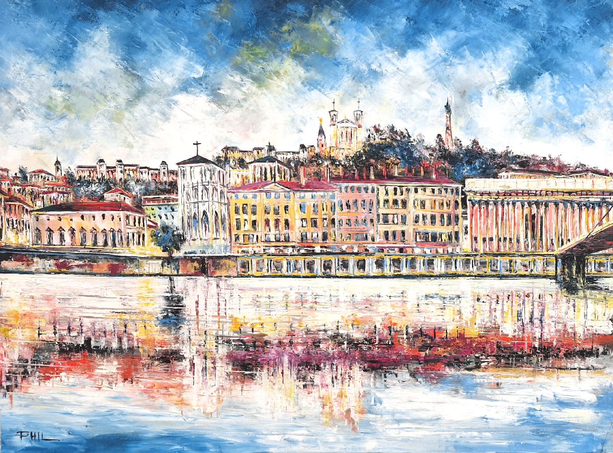 Tableau de PHIL a pour titre  Saint-Jean, Lyon style figuratif dim : PHILprix:700