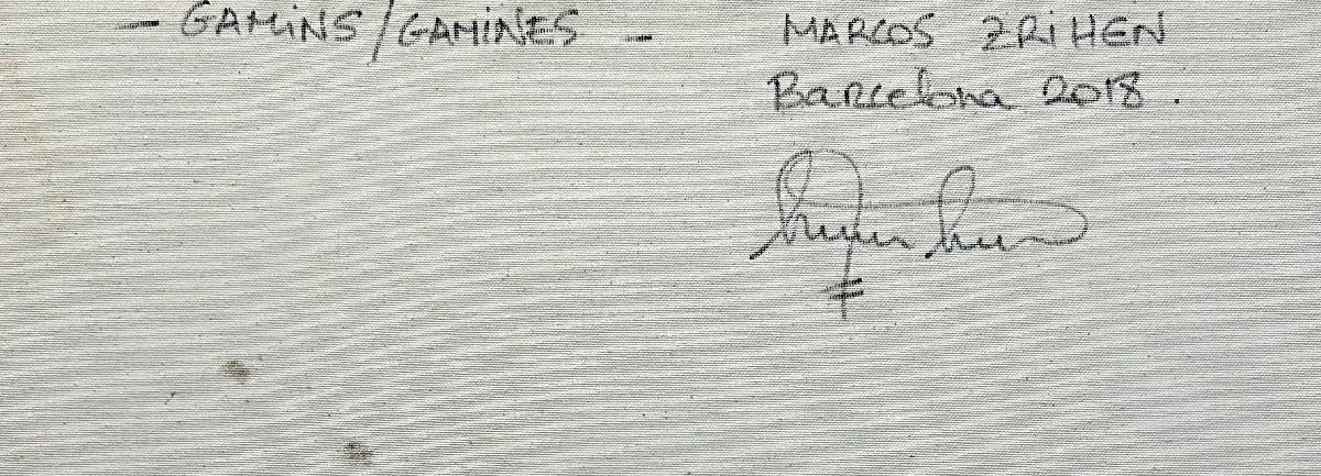 Tableau de MARCOS ZRIHEN NOWOTNY a pour titre  Gamins/gamines style figuratif dim : MARCOS ZRIHEN NOWOTNYprix:700