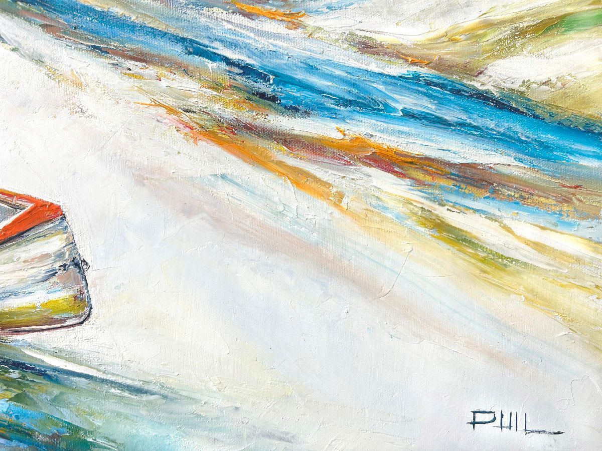 Tableau de PHIL a pour titre  Beau rivage style figuratif dim : PHILprix:600